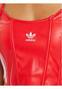 Adidas - adidas Top Firebird Pleather Corset IW8462 Czerwony Slim Fit. Kolor: czerwony. Materiał: skóra #5