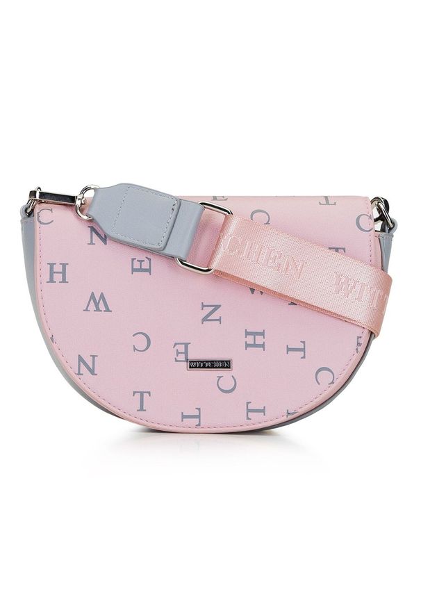 Wittchen - Damska listonoszka saddle bag w litery. Kolor: różowy. Wzór: nadruk, paski, gładki. Materiał: skórzane. Styl: elegancki, klasyczny. Rodzaj torebki: na ramię