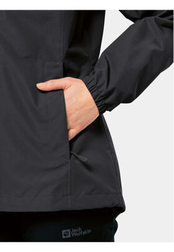 Jack Wolfskin Kurtka przeciwdeszczowa Stormy Point 1111202 Czarny Regular Fit. Kolor: czarny. Materiał: syntetyk