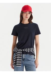 Tommy Jeans T-Shirt Linear DW0DW21964 Granatowy Regular Fit. Kolor: niebieski. Materiał: bawełna