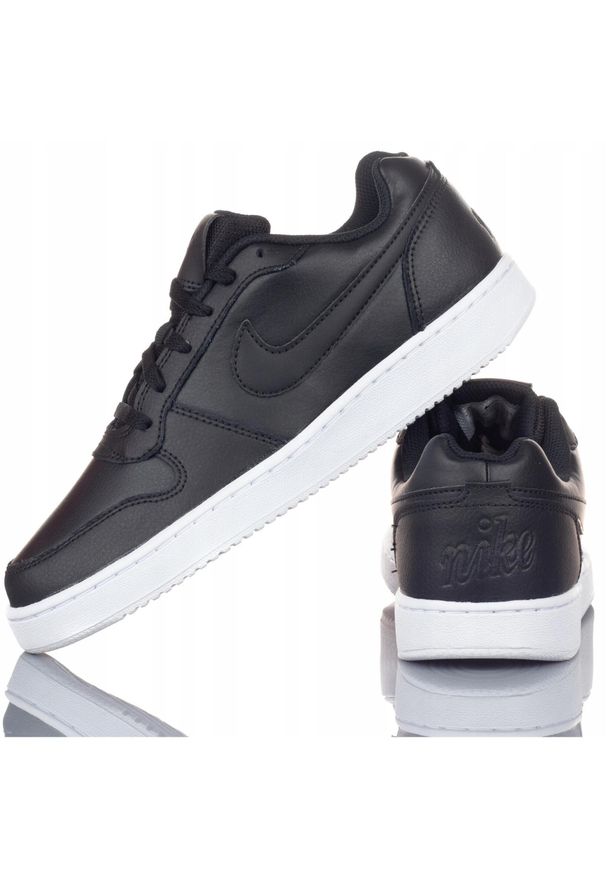 Buty Sportowe Damskie Nike Ebernon Low. Okazja: na co dzień. Kolor: czarny. Materiał: skóra