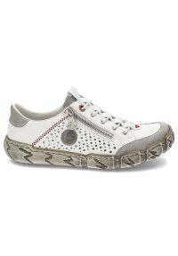 Białe Półbuty Rieker Skórzane Buty Damskie. Kolor: biały. Materiał: skóra. Szerokość cholewki: normalna. Styl: sportowy #6