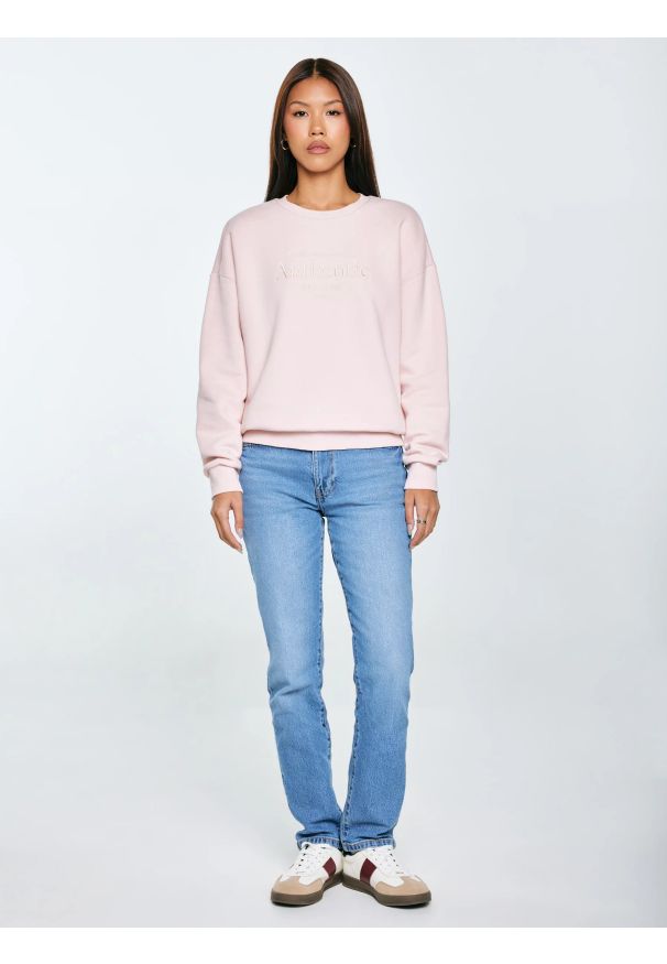 Big-Star - Bluza damska z haftem pudrowy róż Ellsa 600. Okazja: na co dzień. Kolor: różowy. Materiał: jeans, dresówka, dzianina. Wzór: haft. Styl: klasyczny, casual