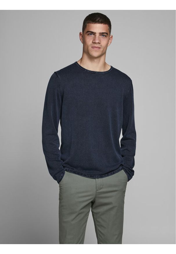 Jack & Jones - Jack&Jones Sweter Leo 12174001 Granatowy Regular Fit. Kolor: niebieski. Materiał: bawełna