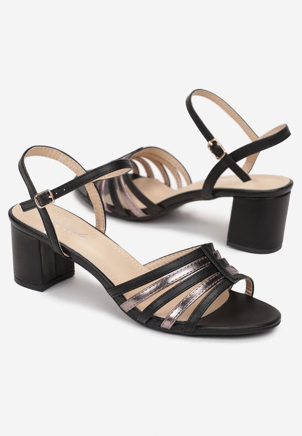Born2be - Czarne Sandały na Słupku z Otwartym Noskiem Bralya. Nosek buta: otwarty. Kolor: czarny. Obcas: na słupku. Styl: elegancki