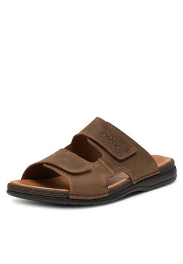 Rieker Klapki 25592-25 Brązowy. Kolor: brązowy. Materiał: nubuk, skóra