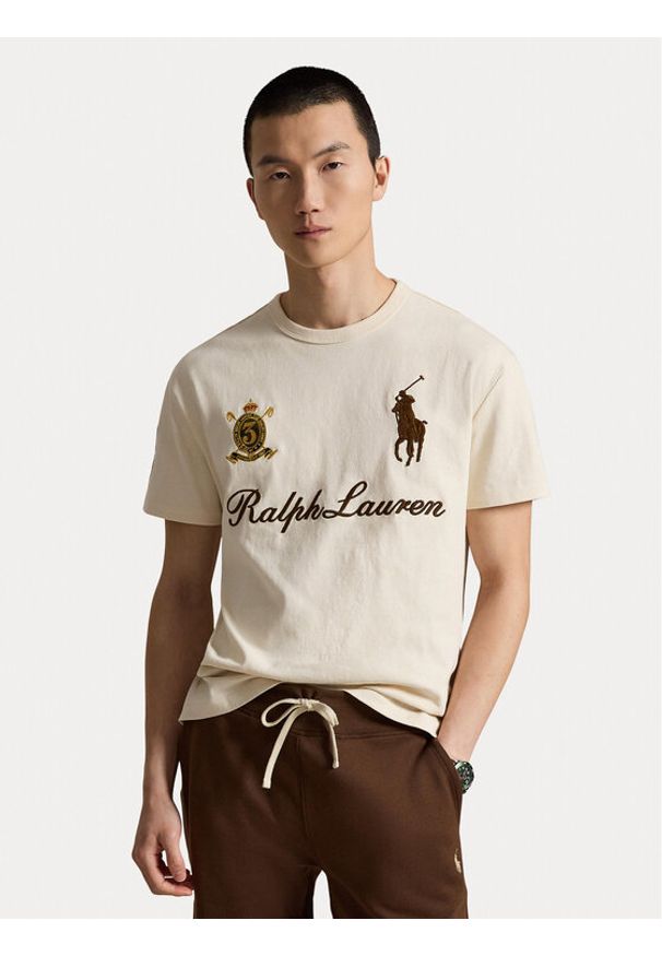 Polo Ralph Lauren T-Shirt 710B20010001 Kremowy Regular Fit. Typ kołnierza: polo. Kolor: kremowy. Materiał: bawełna