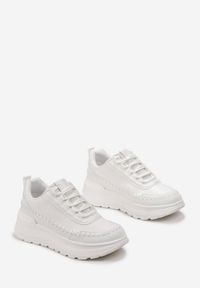 Born2be - Białe Sneakersy na Grubej Podeszwie Rakitia. Kolor: biały. Materiał: jeans #2