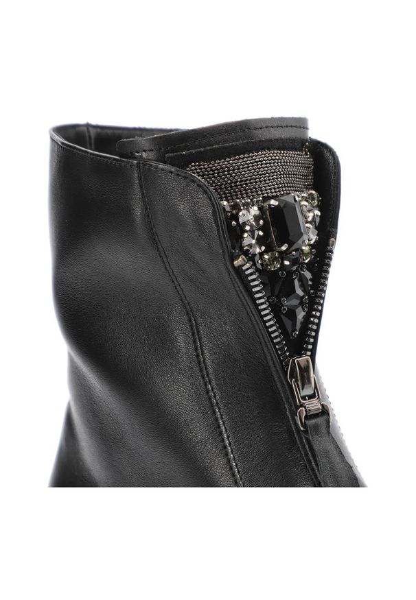 Czarne Botki Armodo Damskie Stylowe Obuwie. Okazja: na co dzień. Zapięcie: zamek. Kolor: czarny. Materiał: skóra. Wzór: gładki. Obcas: na obcasie. Styl: elegancki. Wysokość obcasa: średni