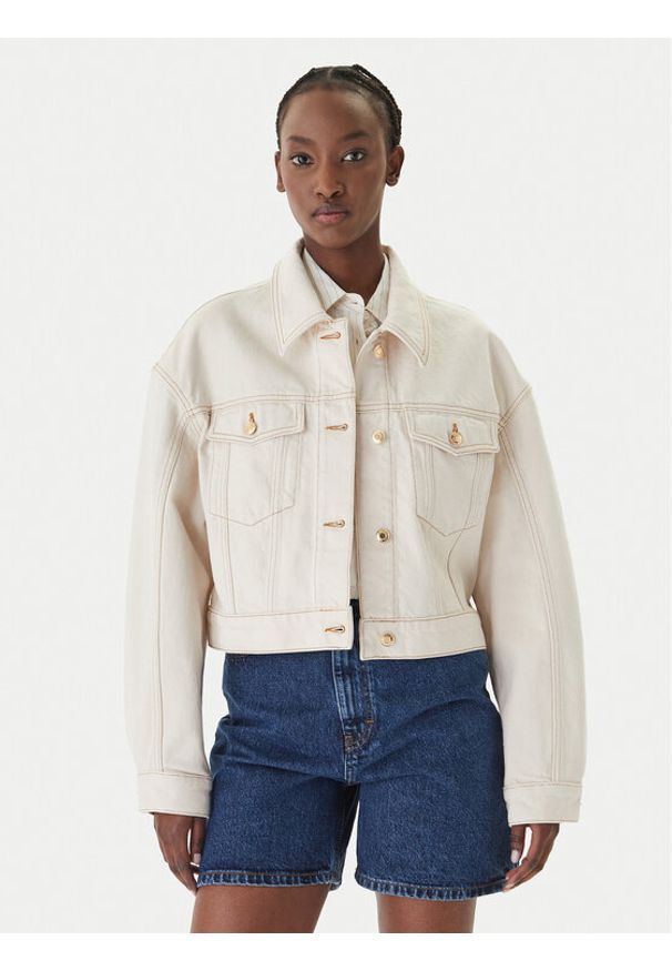 Hugo - HUGO Kurtka jeansowa Gisolia 50559618 Écru Relaxed Fit. Materiał: bawełna