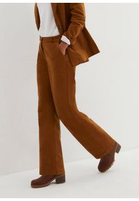 bonprix - Spodnie sztruksowe z bawełny organicznej z domieszką stretchu. Kolor: brązowy. Materiał: bawełna, sztruks #1