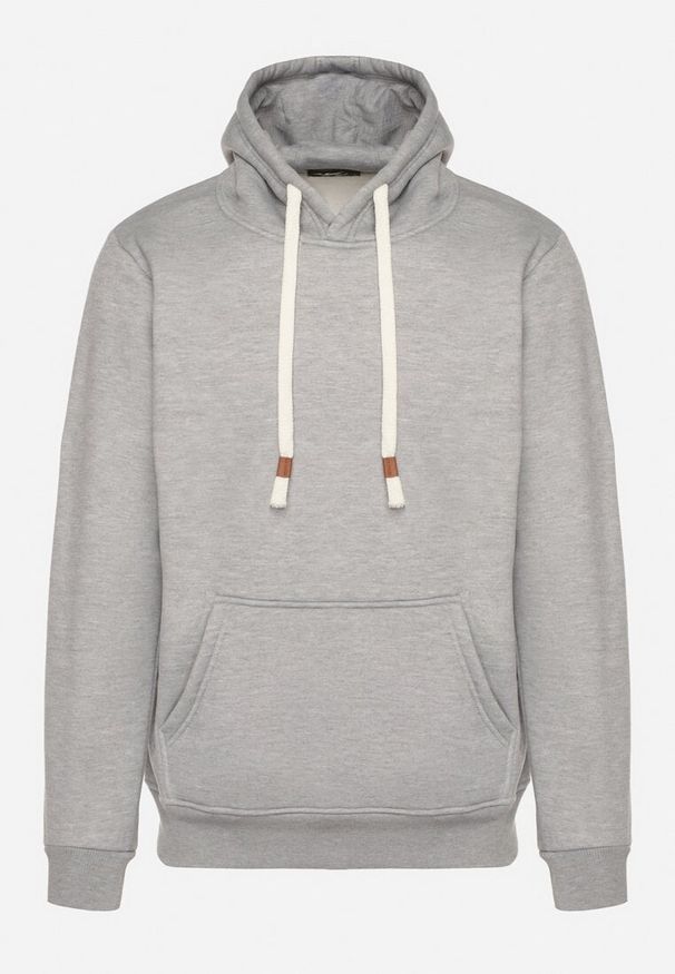 Born2be - Szara Bluza z Bawełną Kapturem i Kieszenią Typu Kangurek Norrise. Okazja: na co dzień. Kolor: szary. Materiał: bawełna. Styl: casual, elegancki
