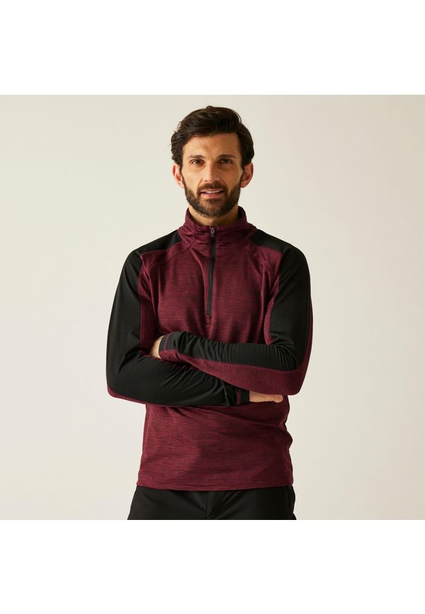 Regatta - Polar męski z suwakiem 1/2 Hepley. Kolor: czerwony, brązowy, wielokolorowy. Materiał: polar. Wzór: melanż. Sport: turystyka piesza