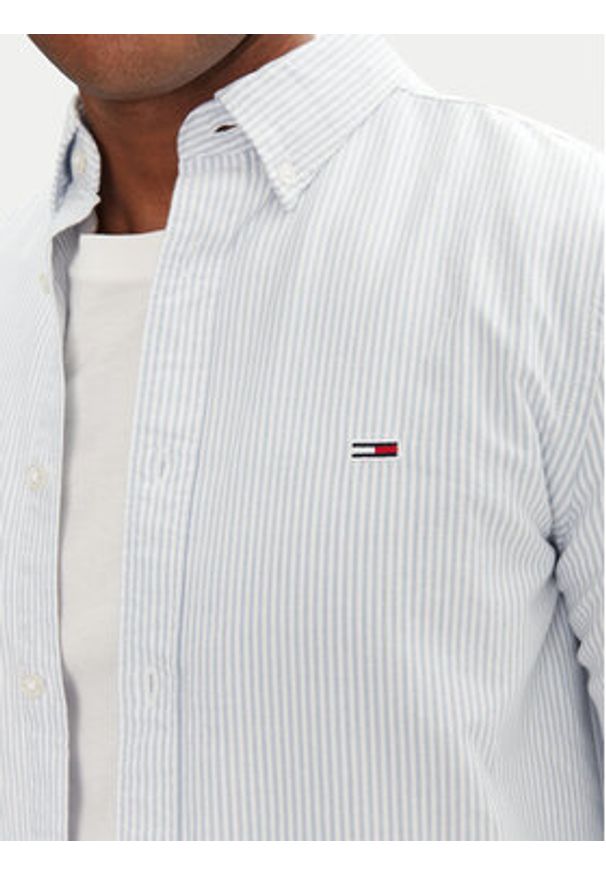 Tommy Jeans Koszula DM0DM20668 Niebieski Slim Fit. Kolor: niebieski. Materiał: bawełna