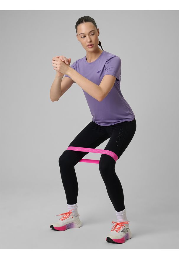 4f - 4F Koszulka treningowa regular szybkoschnąca damska - fioletowa XS. Kolor: fioletowy. Sport: fitness