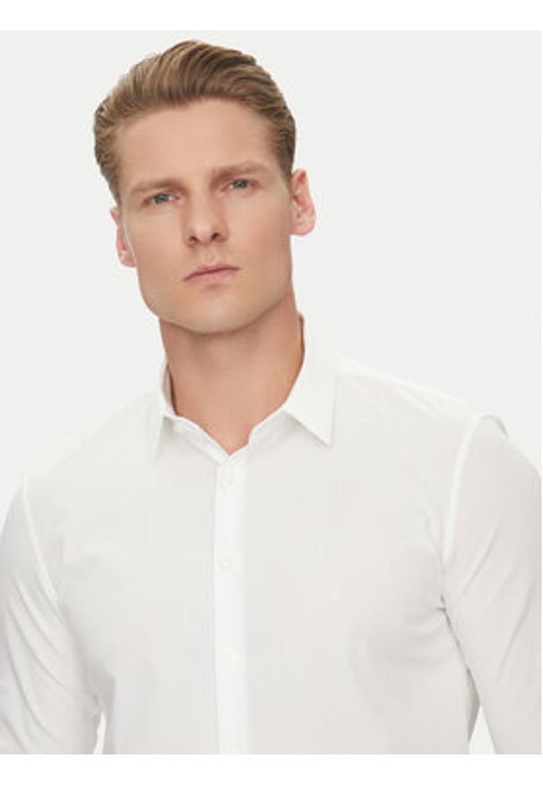 Calvin Klein Koszula K10K114299 Biały Slim Fit. Kolor: biały. Materiał: bawełna