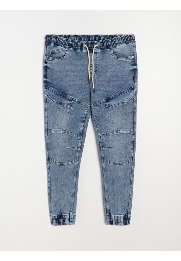 Sinsay - Spodnie jogger slim fit - granatowy. Kolor: niebieski