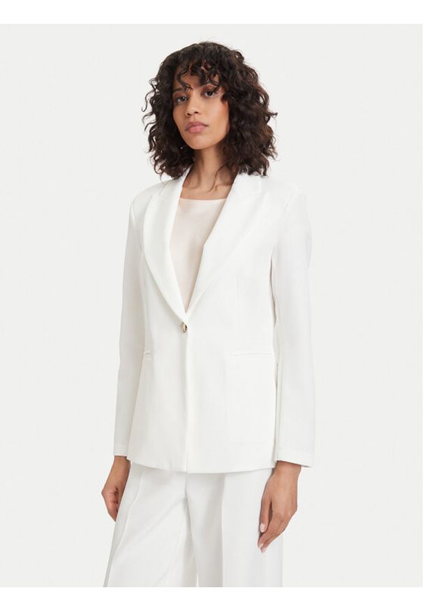 Maryley Marynarka 26EB187/43VA Kremowy Regular Fit. Kolor: kremowy. Materiał: syntetyk