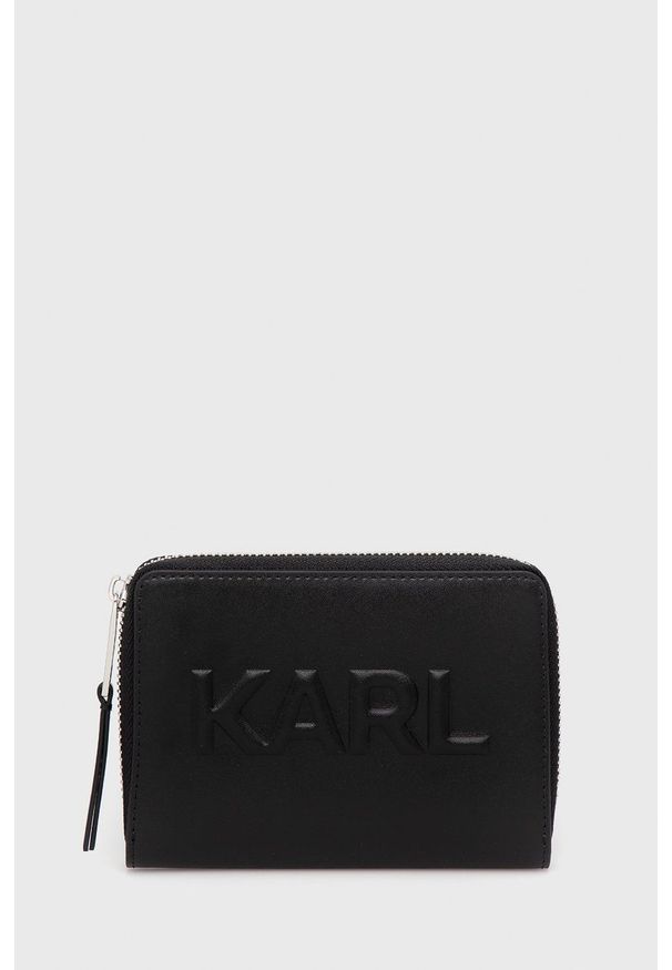 Karl Lagerfeld Portfel skórzany 211W3217 damski kolor czarny. Kolor: czarny. Materiał: skóra. Wzór: gładki