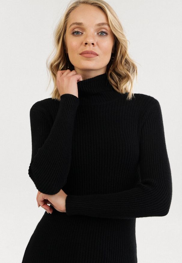 Born2be - Czarny Golf Oranya. Typ kołnierza: golf. Kolor: czarny. Materiał: dzianina, prążkowany. Długość rękawa: długi rękaw. Długość: długie