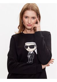 Karl Lagerfeld - KARL LAGERFELD Bluza Ikonik 2.0 230W1800 Czarny Regular Fit. Typ kołnierza: dekolt w karo. Kolor: czarny. Materiał: bawełna