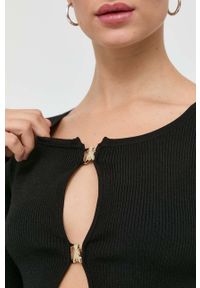 Patrizia Pepe kardigan damski kolor czarny lekki. Kolor: czarny. Materiał: dzianina. Wzór: gładki #3