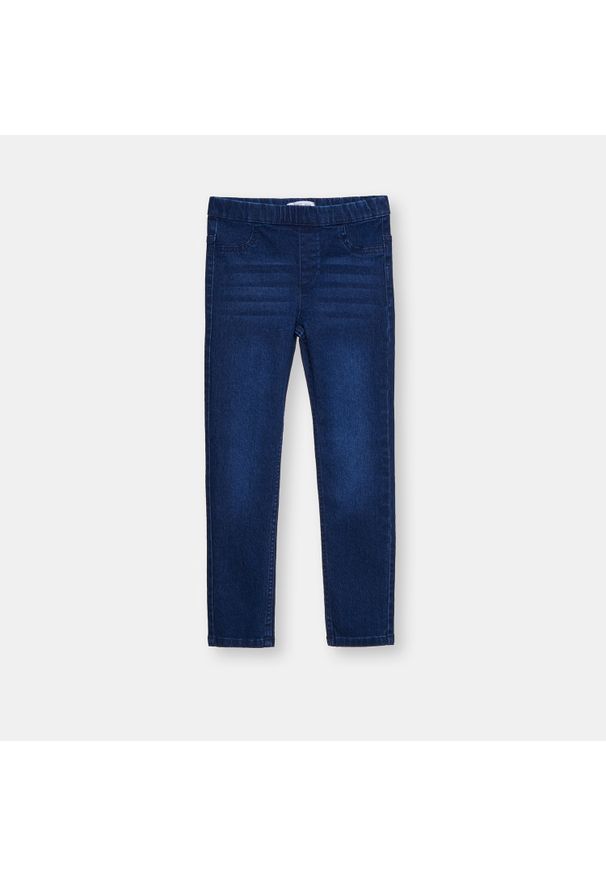Sinsay - Jeansowe legginsy - Granatowy. Kolor: niebieski. Materiał: jeans