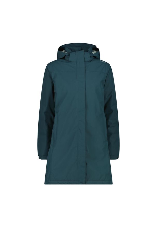 Kurtka puchowa damska z kapturem i zamkiem CMP. Typ kołnierza: kaptur. Kolor: zielony. Materiał: puch. Sport: turystyka piesza