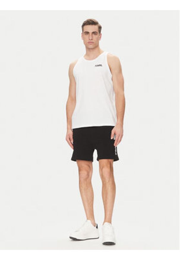 Karl Lagerfeld - KARL LAGERFELD Tank top A1M46069 Biały Regular Fit. Typ kołnierza: dekolt w karo. Kolor: biały. Materiał: bawełna