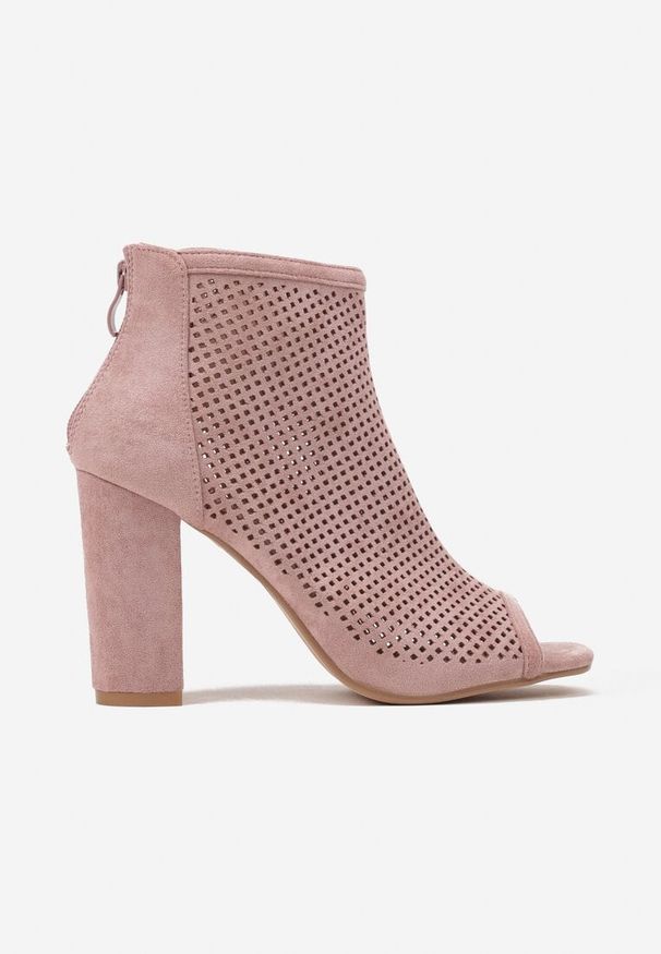 Renee - Różowe Sandały Vices na Słupku z Ażurową Cholewką i Odkrytymi Noskami Uliri. Okazja: na spacer, na co dzień. Kolor: różowy. Wzór: ażurowy. Sezon: lato. Obcas: na słupku. Styl: elegancki, casual. Wysokość obcasa: średni