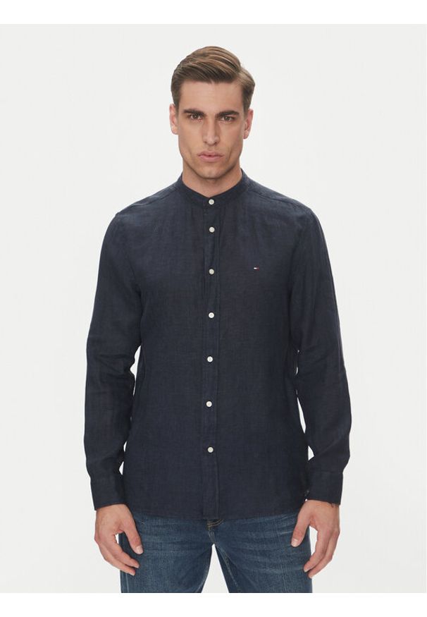TOMMY HILFIGER - Tommy Hilfiger Koszula MW0MW39271 Granatowy Regular Fit. Kolor: niebieski. Materiał: len
