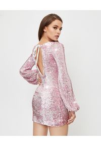 RETROFETE - Dwukolorowa sukienka w cekiny. Okazja: na imprezę. Kolor: różowy, wielokolorowy, fioletowy. Materiał: materiał. Typ sukienki: kopertowe #7