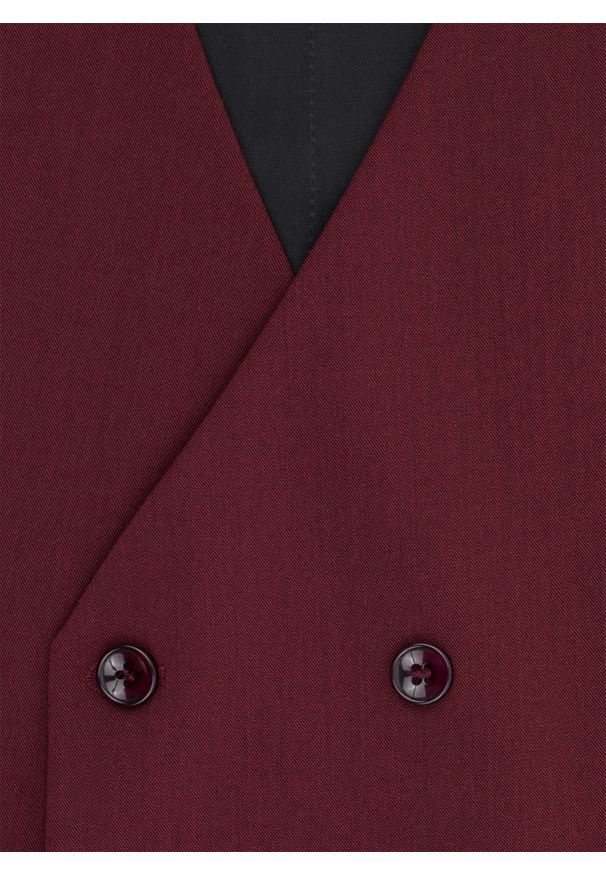 Pako Lorente - PAKO LORENTE - Bordowa dwurzędowa kamizelka męska. Kolor: czerwony. Materiał: wełna, poliester, elastan, wiskoza. Styl: elegancki, młodzieżowy