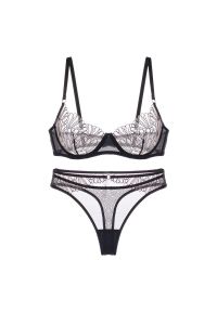 Intica - Komplet bielizny ultracienkiej z miękkiego materiału Juulia. Kolor: czarny. Materiał: materiał