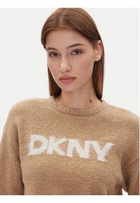 DKNY Sweter DJ4R0424 Beżowy Regular Fit. Kolor: beżowy. Materiał: bawełna