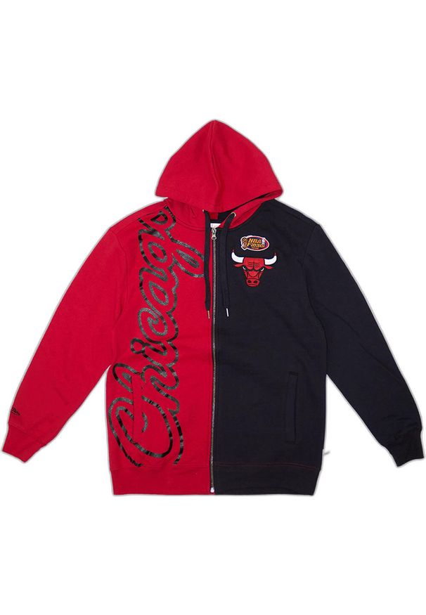 Mitchell & Ness - Bluza z kapturem Chicago Bulls. Typ kołnierza: kaptur. Kolor: czarny, czerwony, wielokolorowy. Sport: koszykówka