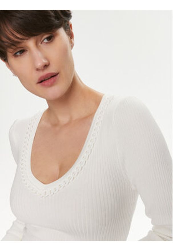 Morgan Sweter 241-MCORDE Écru Slim Fit. Materiał: wiskoza