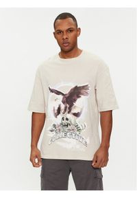 Jack & Jones - Jack&Jones T-Shirt Rush Skull 12216298 Beżowy Relaxed Fit. Kolor: beżowy. Materiał: bawełna