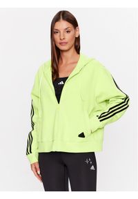Adidas - adidas Bluza Future Icons 3-Stripes Full-Zip Hoodie IL3047 Zielony Loose Fit. Kolor: zielony. Materiał: bawełna