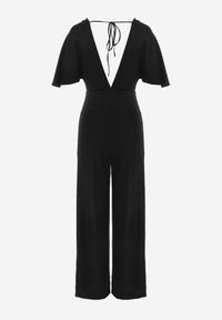 Renee - Czarny Kombinezon z Błyszczącą Nicią i Kopertową Górą Relfe. Kolor: czarny. Styl: elegancki #7