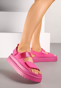 Renee - Fuksjowe Sandały Chunky na Platformie z Zapięciem na Rzep Lorovia. Okazja: na co dzień. Zapięcie: rzepy. Kolor: różowy. Obcas: na platformie. Styl: casual #4