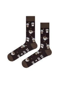 His Story - Tematyczne Skarpetki Bawełniane - Kawa, Dla Baristy. Kolor: brązowy, beżowy, wielokolorowy. Materiał: elastan, bawełna, poliamid #4