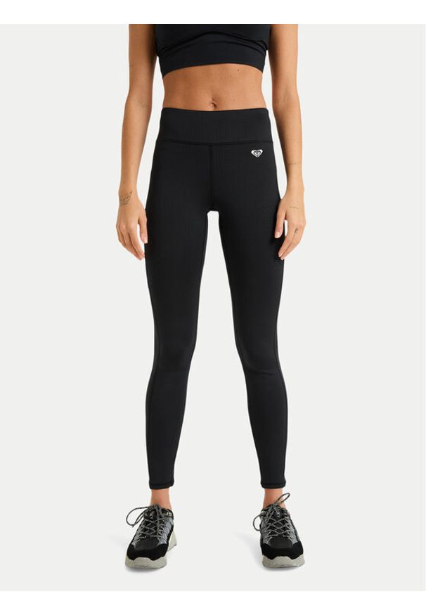 Roxy Legginsy Waves Of Warmth ERJNP03671 Czarny Slim Fit. Kolor: czarny. Materiał: syntetyk