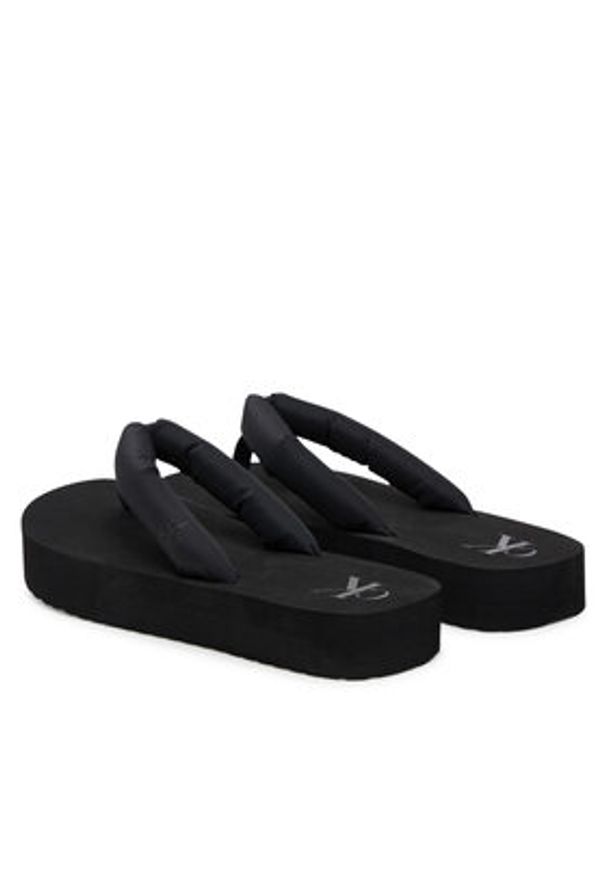 Calvin Klein Jeans Japonki Beach Sandal Flatform Ttxr Satin YW0YW01723 Czarny. Kolor: czarny. Materiał: materiał
