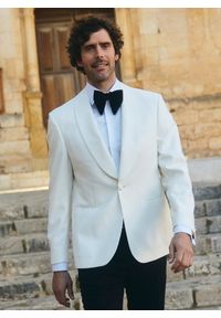 Pako Lorente - PAKO LORENTE – Marynarka smokingowa w jasnym beżowym kolorze. Okazja: na wesele, na ślub cywilny. Kolor: beżowy. Materiał: wełna. Wzór: gładki #2