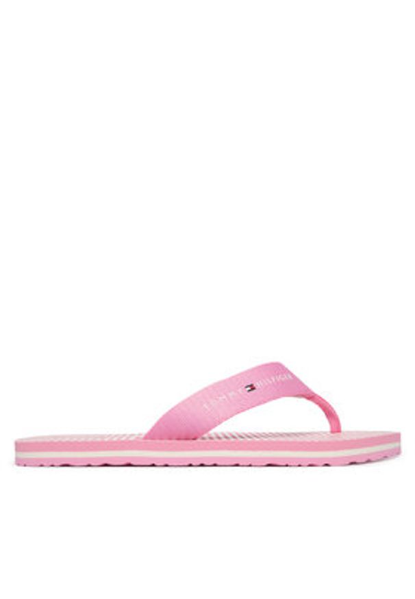 TOMMY HILFIGER - Tommy Hilfiger Japonki Th Ithaca Stripe Summer Sandal FW0FW09192 Różowy. Kolor: różowy. Materiał: materiał