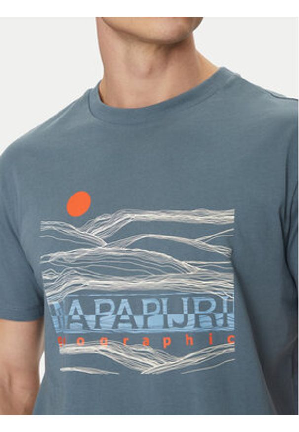 Napapijri T-Shirt S-Buti NP0A4INM Niebieski Regular Fit. Kolor: niebieski. Materiał: bawełna