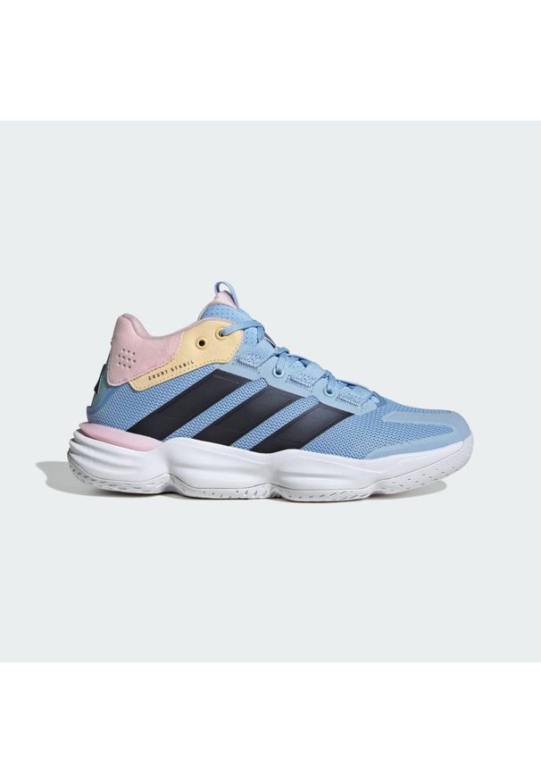 Adidas - Buty halowe Court Stabil Indoor. Kolor: niebieski, pomarańczowy, wielokolorowy. Sport: turystyka piesza