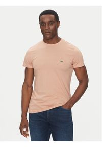 Lacoste T-Shirt TH6709 Beżowy Regular Fit. Kolor: beżowy. Materiał: bawełna