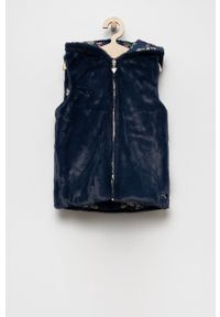Guess bezrękawnik dwustronny dziecięcy kolor granatowy. Okazja: na co dzień. Typ kołnierza: kaptur. Kolor: niebieski. Długość rękawa: bez rękawów. Styl: casual #4